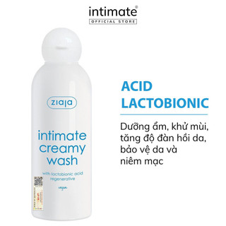 Dung Dịch Vệ Sinh Phụ Nữ Intimate With Lactobionic Acid ZIAJA Giúp Khử Mùi, Dưỡng Ẩm, Tăng Đàn Hồi Cho Da 200ml