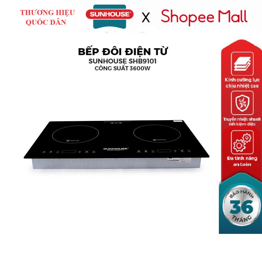 Bếp đôi điện từ SUNHOUSE SHB9101