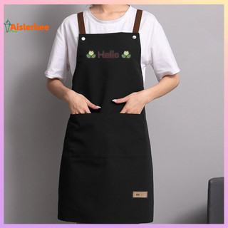 Tạp dề dây đeo AISLERBEE Túi chống bẩn có thể điều chỉnh chống dầu Hello Workwear Tạp dề ăn uống mỏng mùa hè cho cửa hàng làm móng tay