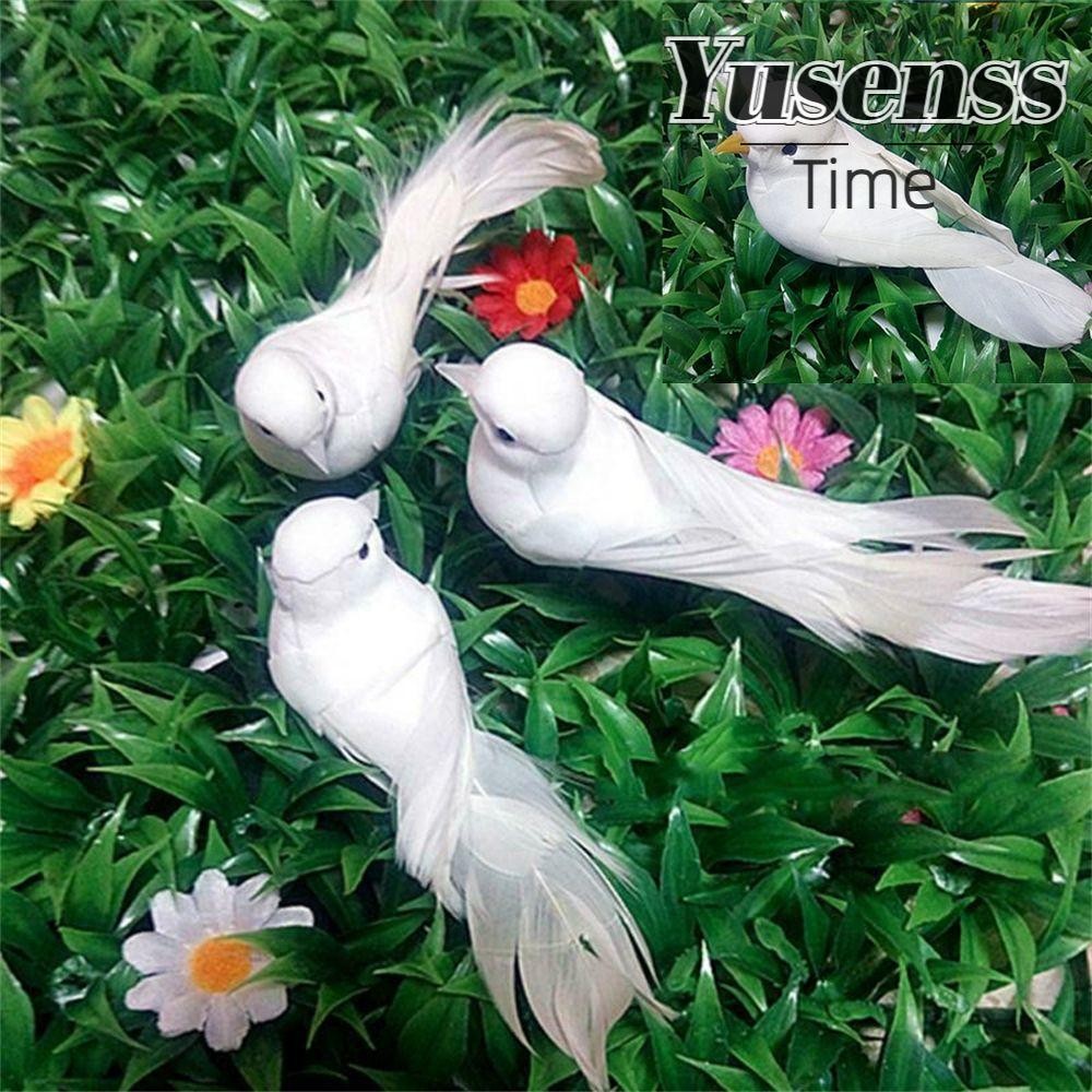 YUSENSS Thi đua Dove Trang trí nội thất Bọt nhân tạo Lông trắng Mini Chim trắng