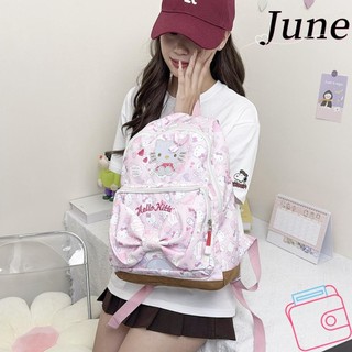 Ba lô đi học trẻ em JUNE, Túi đi học sinh hoạt hình Hello Kitty, Túi sách nhẹ dung tích lớn Văn phòng trường học