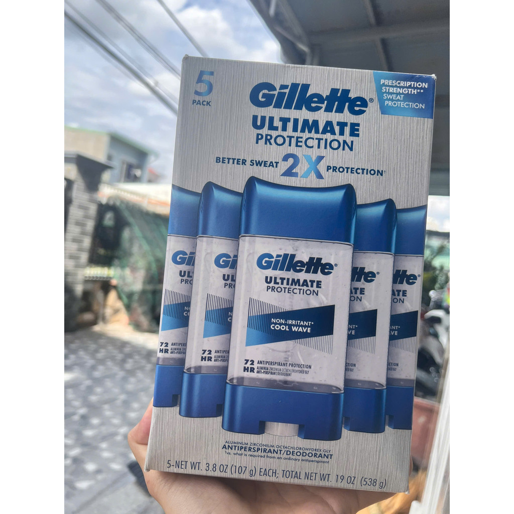 Lăn Khử Mùi Gillette Ultimate Protection Cool Wave 72h 107g, Lăn Nách nam dạng gel, Lăn khử mùi nam.