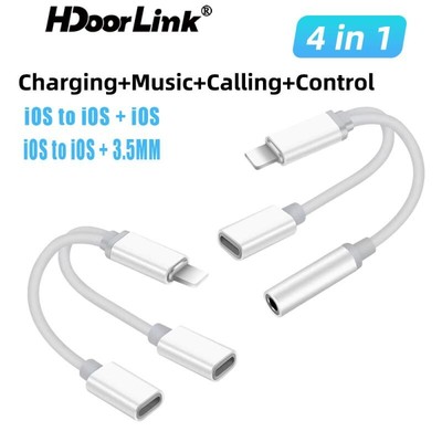 Bộ chuyển đổi âm thanh HdoorLink 2in1 Bộ chuyển đổi 8pin sang 3,5MM Bộ chuyển đổi IOS sang Bộ giắc cắm tai nghe IOS kép