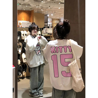 Focus áo nỉ local brand fashion HELLO KITTY áo đấu áo hoodie nữ dày nữ form rộng áo khoác-A000043