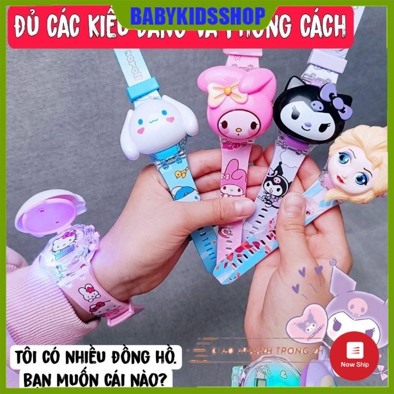 Đồng Hồ Hoạt Hình Cho Bé Trai Bé Gái Có Đèn có nhạc 3D Kuromi Dạ Quang Đồng Hồ Âm Nhạc Giai Điệu Cinnamoroll