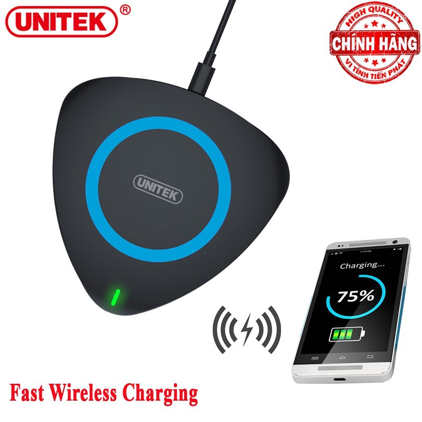 Đế sạc nhanh không dây cho Smartphone Samsung, iPhone, LG... chuẩn Qi1.2 - Thương Hiệu Unitek M001AB
