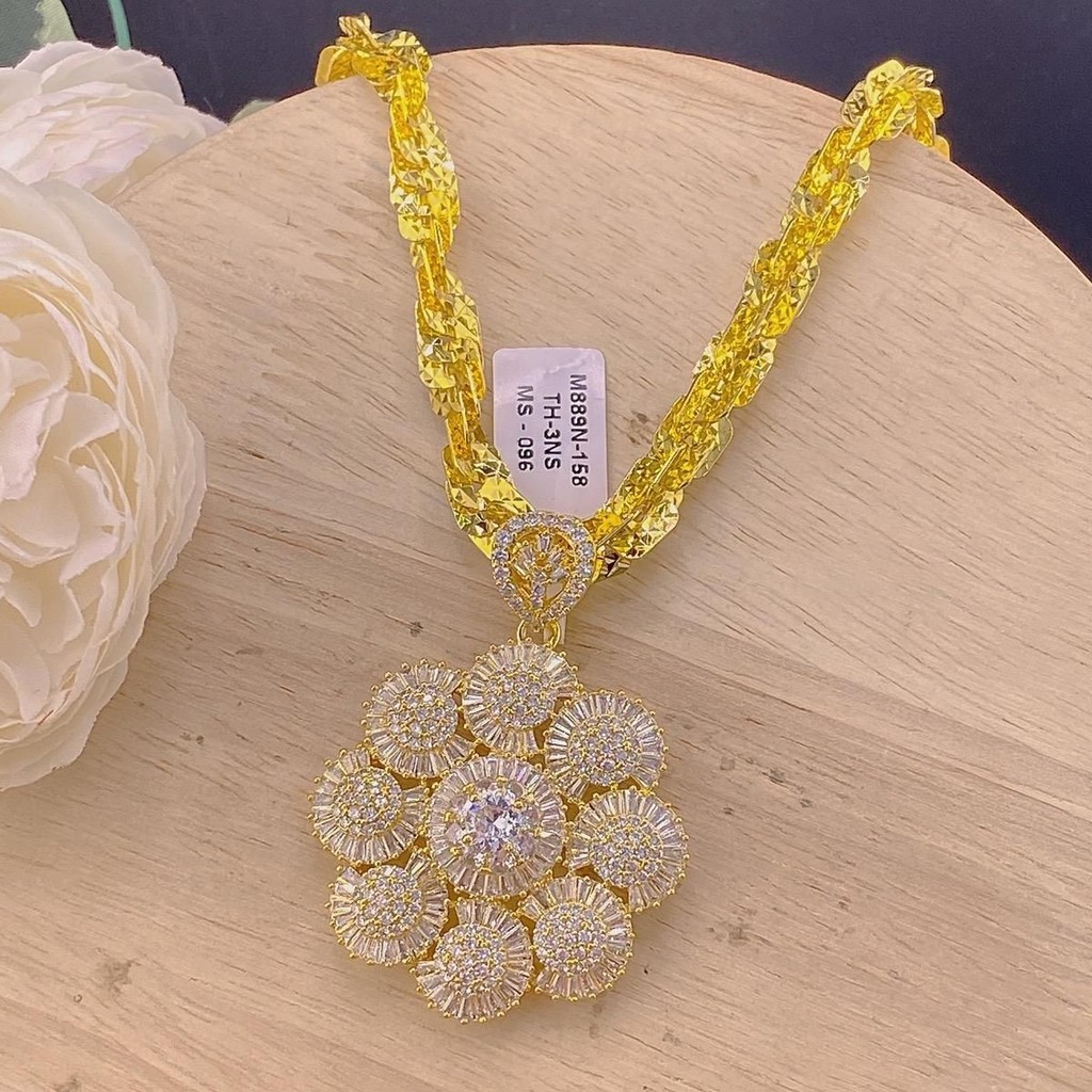 Dây Chuyền Nữ Kèm Mặt Xoắn Vàng Vuông 7 Chỉ Kèm Mặt Hoa DN05