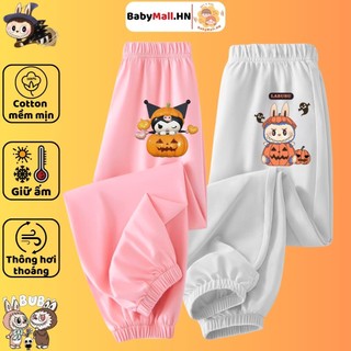 Quần dài Halloween hình Kuromi bé gái BABYMALL, quần thun thu đông cho bé chất cotton dáng jogger