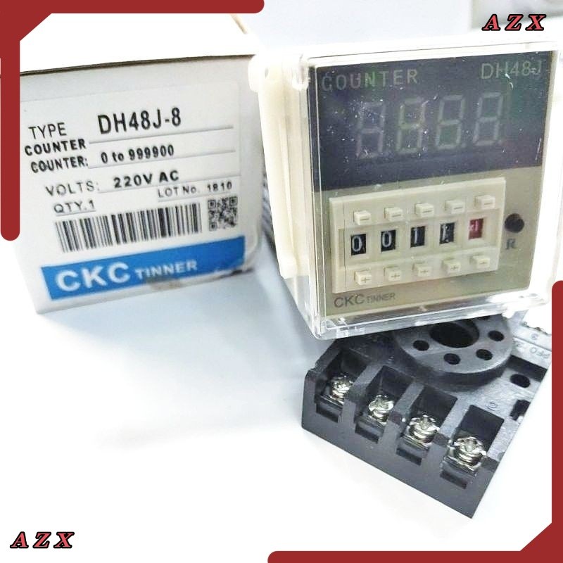 Bộ đếm kỹ thuật số DH48J-8 (0-9999) Có ổ cắm hiện tại 5A 250VAC Có 12V 24V 220V Từ Thái Lan.