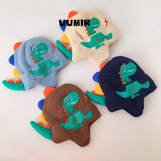 Mũ cho bé, Mũ bảo vệ tai mùa đông dễ thương, Mũ beanie dệt kim ấm áp khủng long hoạt hình chống gió cho trẻ em