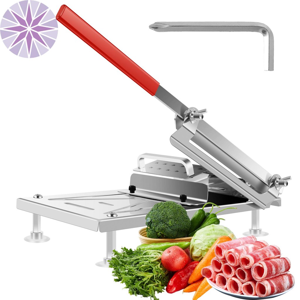 Máy thái thịt đông lạnh Máy cắt thịt bằng thép không gỉ có thể điều chỉnh độ dày cắt lát bằng tay Máy thái thịt Máy thái thực phẩm hiệu quả Dễ dàng sử dụng Dụng cụ cắt thịt Thực tế Thịt rau SHOPTKC2656