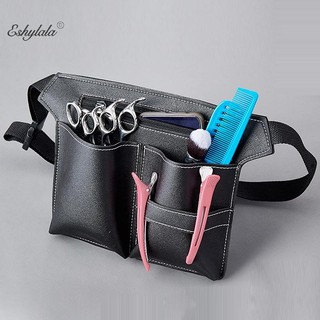 Eshylala Tóc Kéo Túi Kẹp Lược Ốp Lưng Làm Tóc Cắt Tóc Bao Da Túi Đựng Dụng Cụ Salon Eo Gói Thắt Lưng Túi Da PU Eshylala