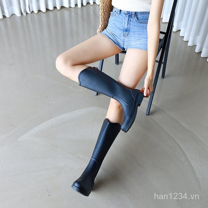 Rain Boots Women's Fashion Outerwear Shoe Cover Lightweight Waterproof Rubber Shoes New Work Non-Sli