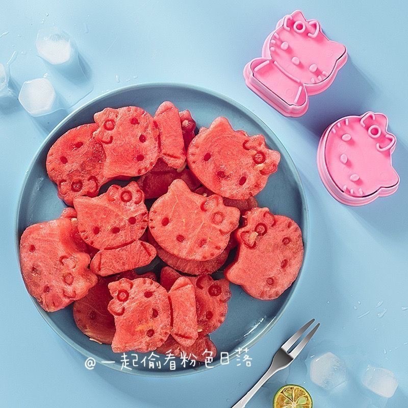 2 Chiếc Mèo Kitty Khuôn Thực Phẩm Dưa Hấu Bánh Quy Dụng Cụ Mài Mòn DIY Bấm Dụng Cụ Cho Gia Đình Nướng Bánh