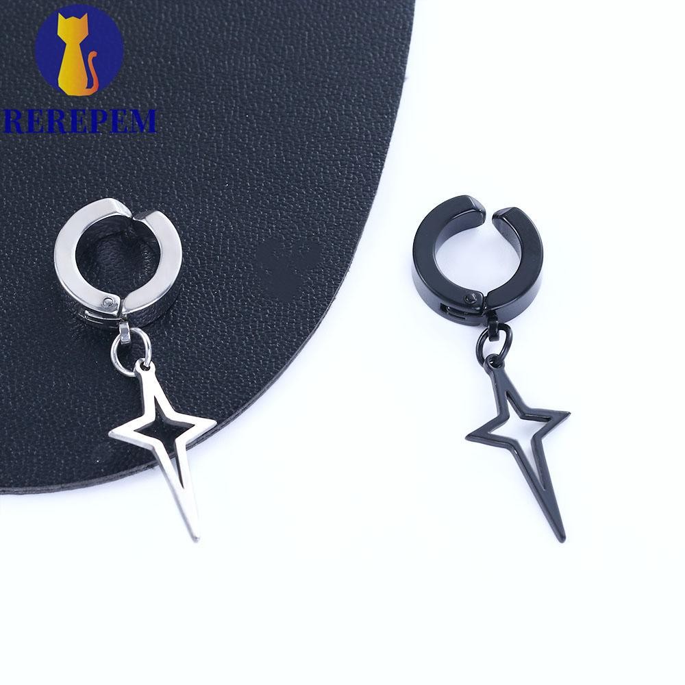 Khuyên Tai Kẹp Chéo Hình Tam Giác Bằng Thép Không Gỉ Không Cần Xỏ Lỗ MARTIN1 Cho Nam