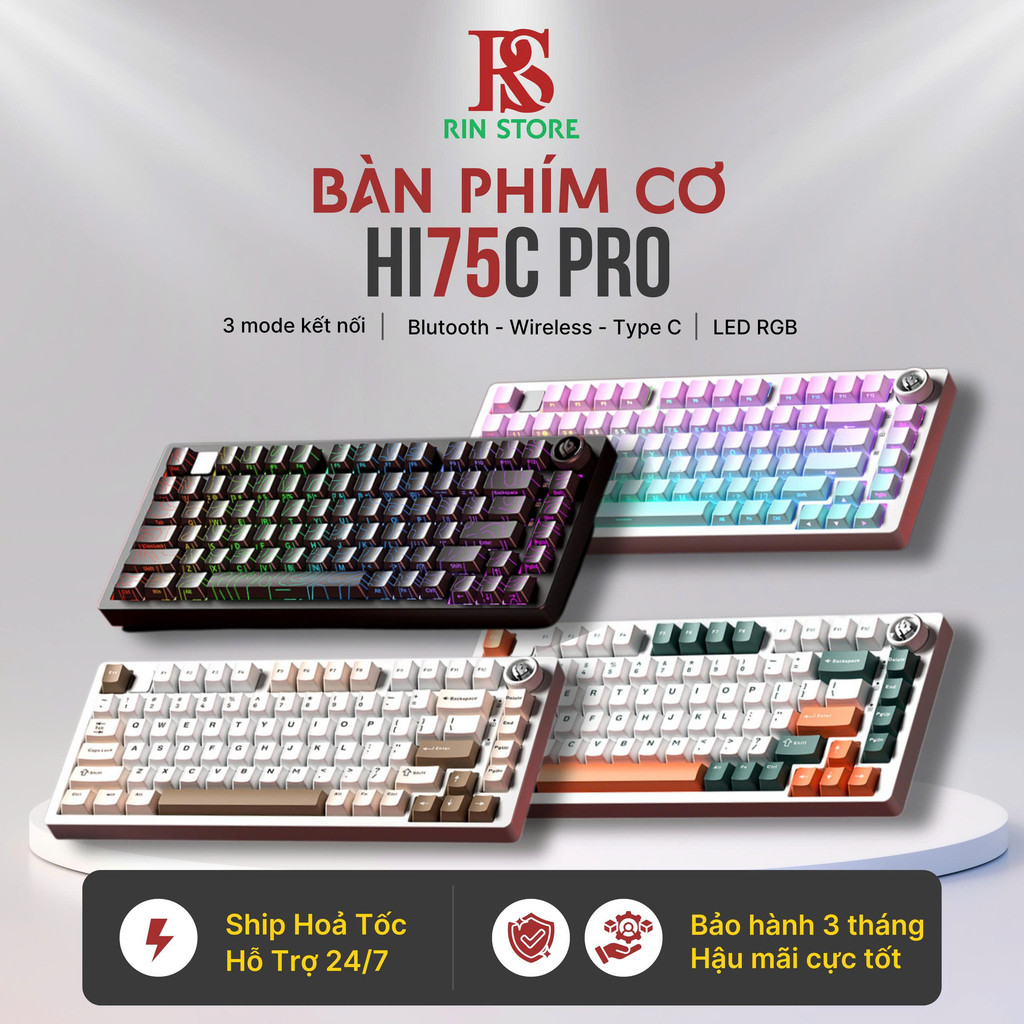 Bàn phím Leobog Hi75C Pro - Ship hoả tốc HCM - Case nhôm CNC nguyên khối - 3 chế độ kết nối - Led RGB - Mạch xuôi