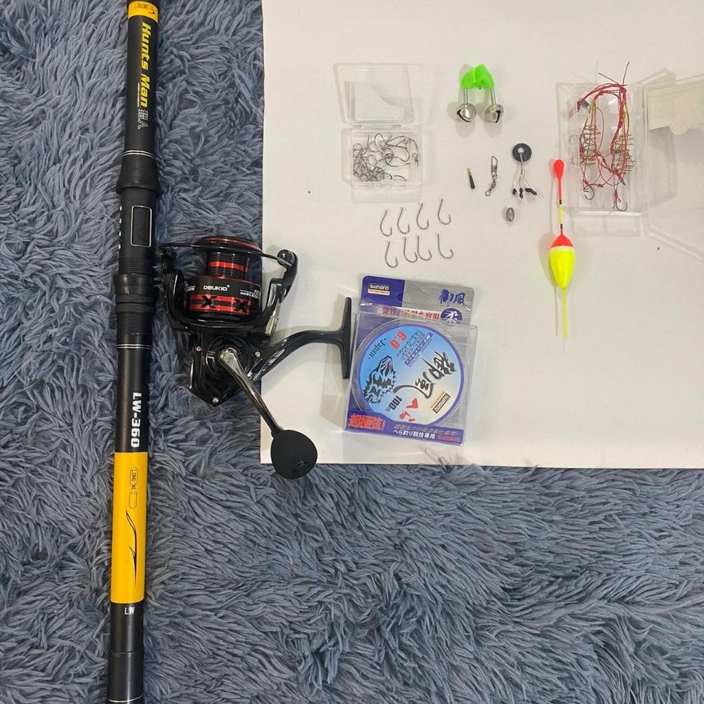 Combo cần rút Huntman + máy 7000 - Bắt Cá, Câu Cá, Đi Câu, Fishing câu ngâm lăng xê 2m1 2m4 2m7 3m 3