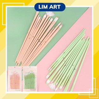 Bộ 12 Cọ Vẽ Màu Macaron – Mềm Mượt, Đa Dạng Kích Cỡ – Dành Cho Acrylic, Gouache, Watercolor LIM ART