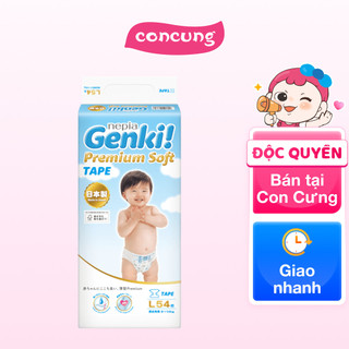  Bỉm Tã dán Nhật Bản cao cấp Genki size L 54 miếng - concung 