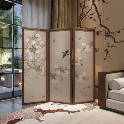 Vách ngăn di động bằng gỗ nguyên khối, vách ngăn gấp phòng khách, phòng ngủ, phòng trà