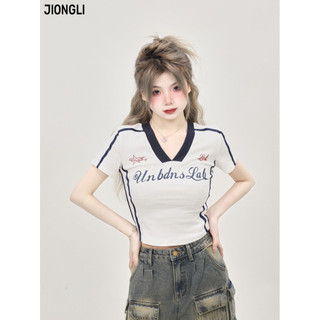 JIONGLI áo phông áo thun nữ croptop baby tee INS Thể thao Casual Korean WCS2460Z5S 28Z240707