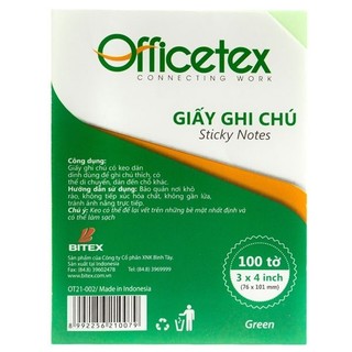 Giấy Ghi Chú Officetex 3X4 OT21-002 - Màu Xanh Lá