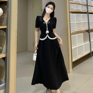 Plus Size Mùa Hè Mới Phong Cách Trung Hoa Phong Cách Pháp Tính Khí Giảm Béo Eo-Tight Giả Hai Mảnh Đầm