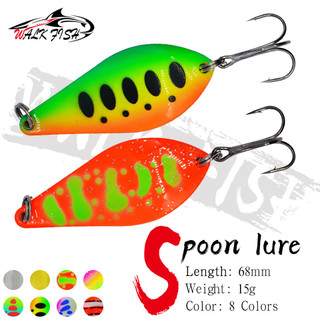 Mồi câu cá WALK 68mm 15g Mồi cứng Spinner đầy màu sắc có móc Treble Wobblers Swimbaits cho cá hồi Bass Câu cá