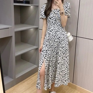 Thời trang mùa hè Hàn Quốc 2023 in hoa cổ Vuông Dài Tay Quần Áo Nữ