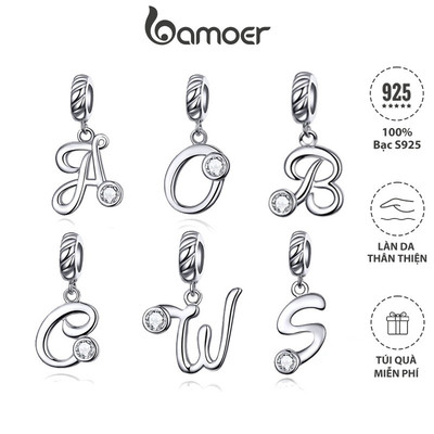 Mặt vòng cổ BAMOER 26 chữ cái tiếng Anh bằng bạc 925 SCC1183