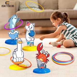 Bộ đồ chơi Ferrule ngoài trời FUJIZOU, Vịt gà Mèo con Con Chó con Vòng ném động vật Trò chơi vòng tròn, Trò chơi ném Ferrule Đồ chơi mục tiêu dành cho cha mẹ và con cái Ném đồ chơi vòng trẻ em ngoài trời