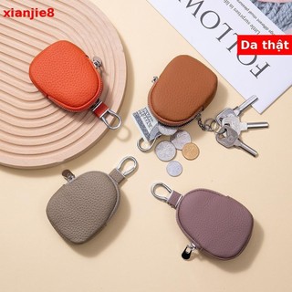Phong cách mới da thật chính hãng mini ví đựng tiền xu đa năng chìa khóa túi đựng tai nghe đa năng lớp đầu tiên da bò ví nhỏ