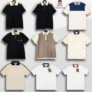 Áo Polo GC và Burberry BBR Cotton cá sấu Cao Cấp pha chữ dệt quanh cổ