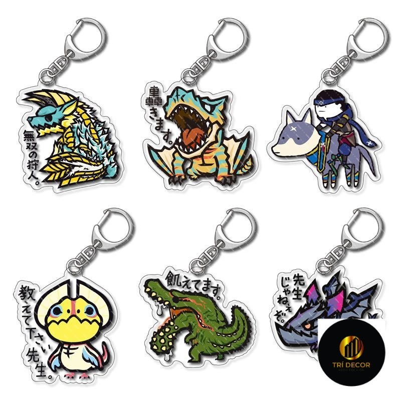Móc Khóa Monster Hunter Rise chất liệu Acrylic trong suốt Hoạt Hình Game Anime Manga Dễ Thương
