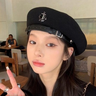 Mismemo Black Beret Nữ Thu Đông Nhật Bản Beret ins Influencer Thể Hiện Mặt Phẳng Top Họa Sĩ Mũ Hợp Thời Trang Influencer ins
