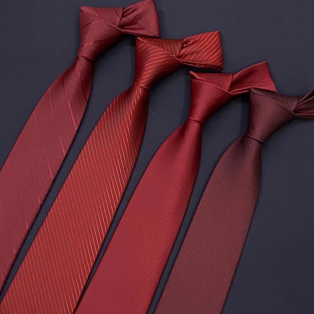Cưới Cà Vạt Đỏ Burgundy Nam 8CM Chổi Cưới Trang Trọng Phù Hợp Với Kinh Doanh Tự Làm Tay Phiên Bản Hàn Quốc Cà Vạt
