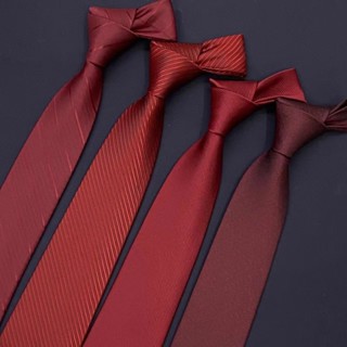 Cưới Cà Vạt Đỏ Burgundy Nam 8CM Chổi Cưới Trang Trọng Phù Hợp Với Kinh Doanh Tự Làm Tay Phiên Bản Hàn Quốc Cà Vạt