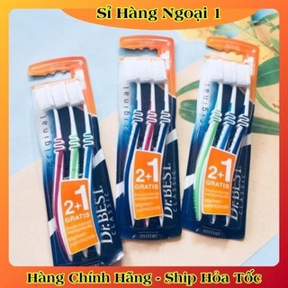 Bàn chải đánh răng người lớn Dr Best vỉ 3 cái(màu)- Hàng Đức