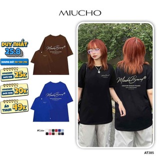 Áo thun unisex form rộng AT385 Miucho chất vải cotton in brand name