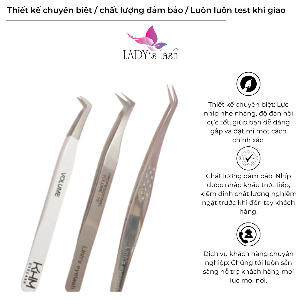 Nhíp Nối Mi Volume - Đẳng cấp cho người thợ chuyên nghiệp, Gắp 3D / 8D cực dễ - Lady's Lash