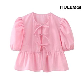 HULEQQI Áo Sơ Mi Bouse Màu Trơn Thời Trang