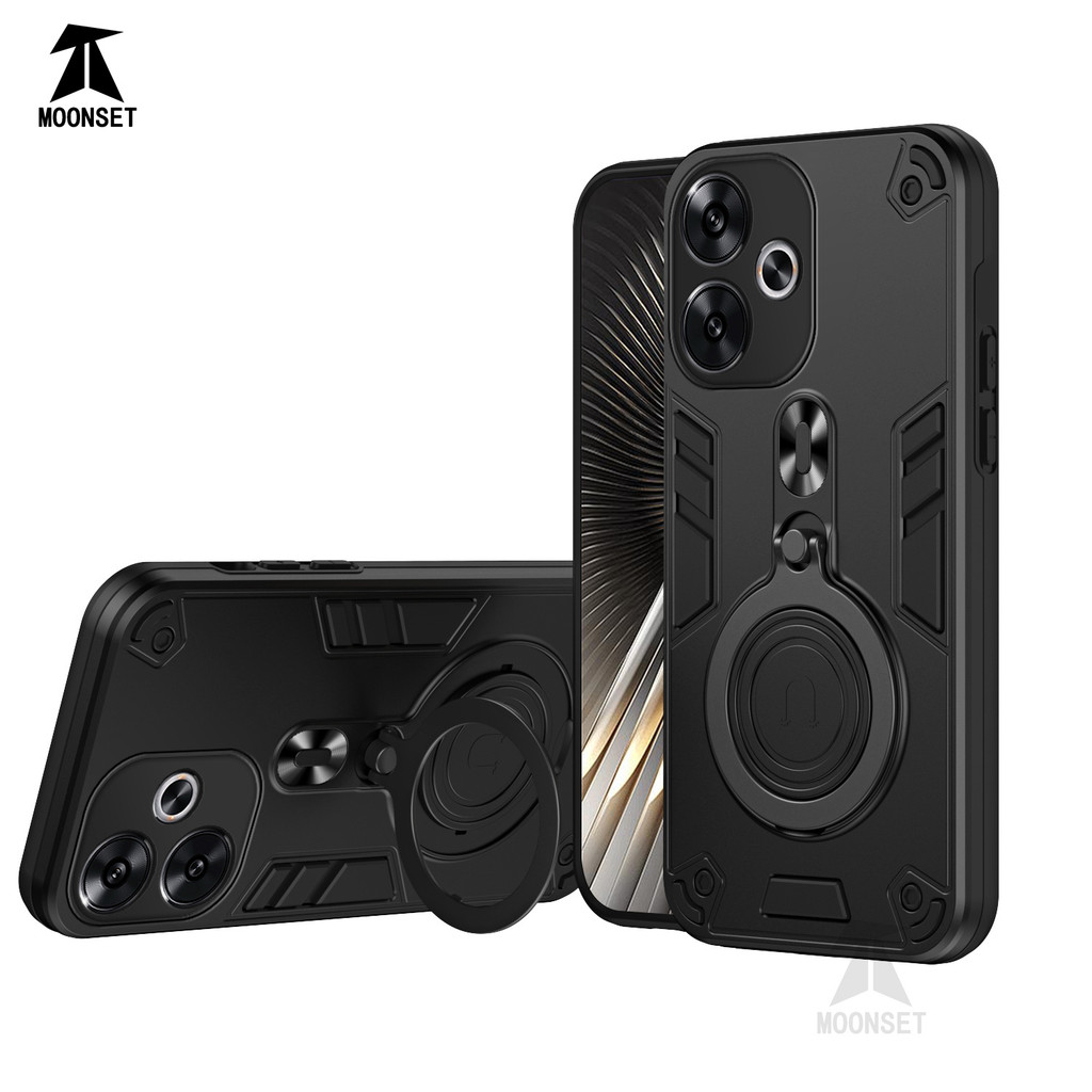 Dành Cho Redmi Turbo 3 5G Ốp điện thoại Kim Loại Nhẫn Đứng Mềm TPU Edge Cứng PC Mặt Sau Chống Sốc Mỏng Vỏ