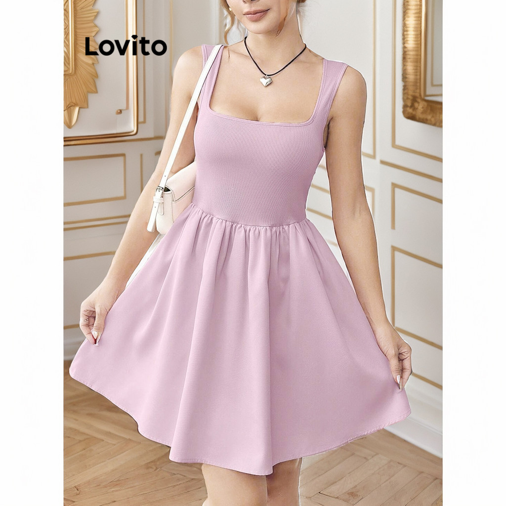 Lovito Váy khâu vải trơn thanh lịch cho nữ L95ED910
