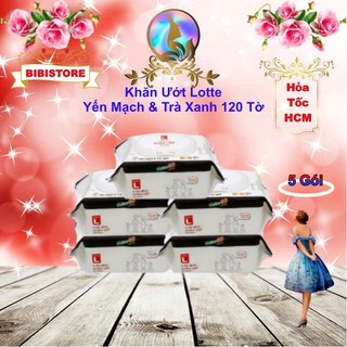  Combo 5 Gói  Khăn Ướt LOTTE CHOICE L Gói 120 Miếng  BIBISTORE  