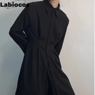 Labiocos Áo khoác gió dài vừa phải màu trơn cho nam  Áo dài tay cao cấp phong cách Hàn Quốc mới cho mùa thu