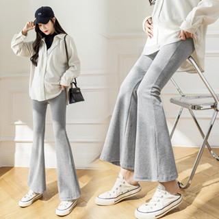 Quần bà bầu 2024 Thu Đông Thời trang Lót lông cừu Tùy chọn Quần legging co giãn Quần loe