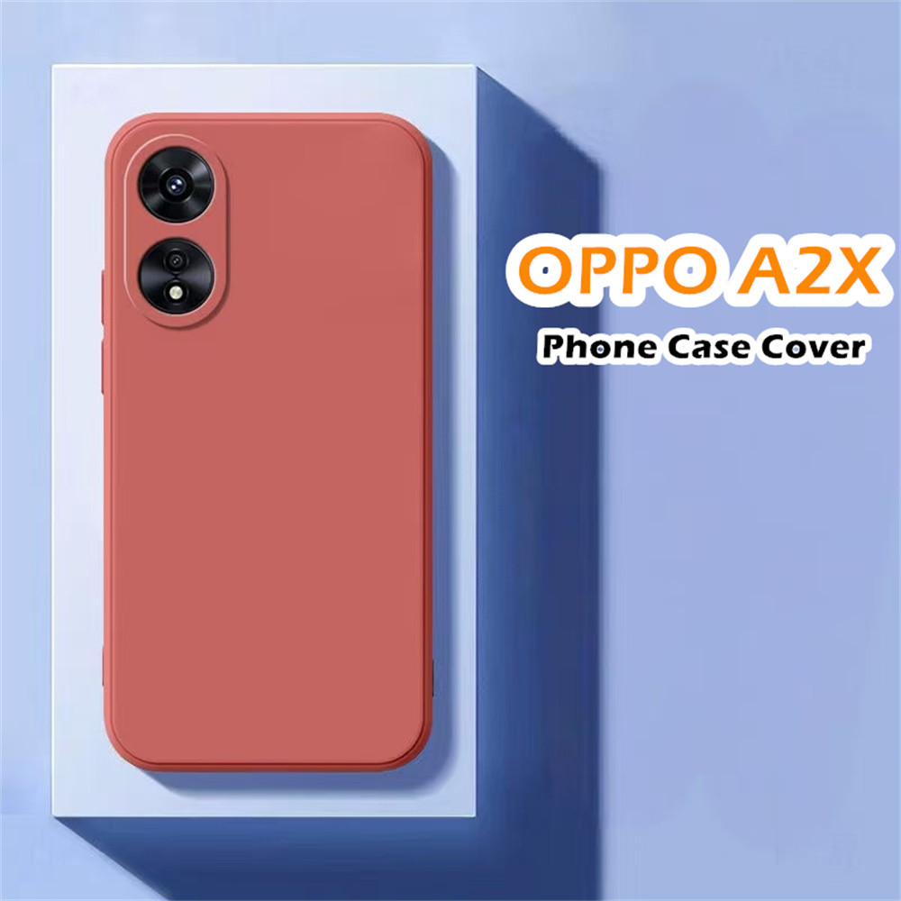 [Tùy chỉnh] Dành cho Ốp lưng OPPO A2X Cạnh thẳng Silicon Full Case Vỏ điện thoại màu trơn cổ điển