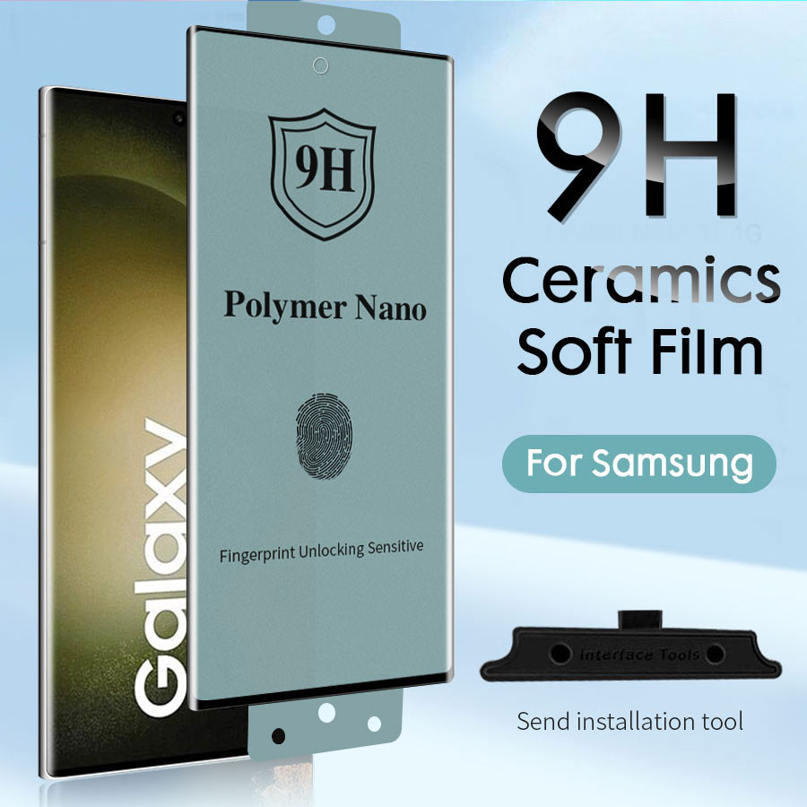 Kính Cường Lực Samsung Gốm Dẻo 3D Siêu Mỏng Bảo Vệ Màn Hình Cho Galaxy S26 S25 S24 S23 S22 S21 S20 Note 20 10 9 8 Ultra Plus