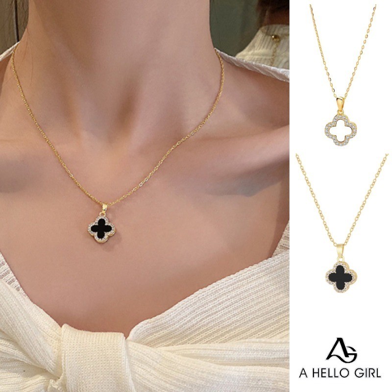 Ahellogirl Vòng Cổ Cỏ Ba Lá Bốn Lá Phong Cách Ins Thời Trang Ánh Sáng Sang Trọng Nữ Dây Xích Xương Đòn Phụ Kiện