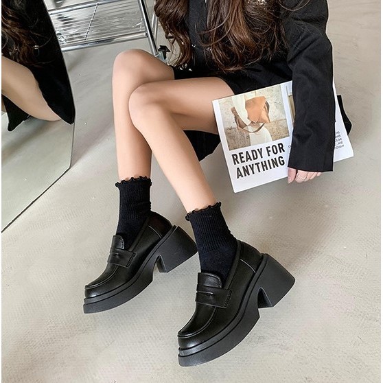 Giày Loafer Nữ Đế Cao Basic Da Cao Cấp Phong Cách Lolita Vintage MR11 Tachishoes
